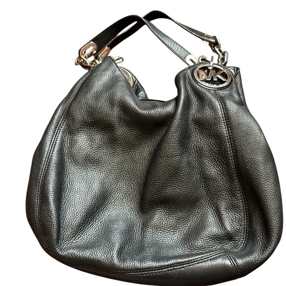 Michael Kors Black Pebbled Leather Hobo Bag - Picture 1 of 6